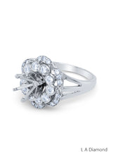 14K White Gold Diamond Round Cut Semi Mount Engagement Ring